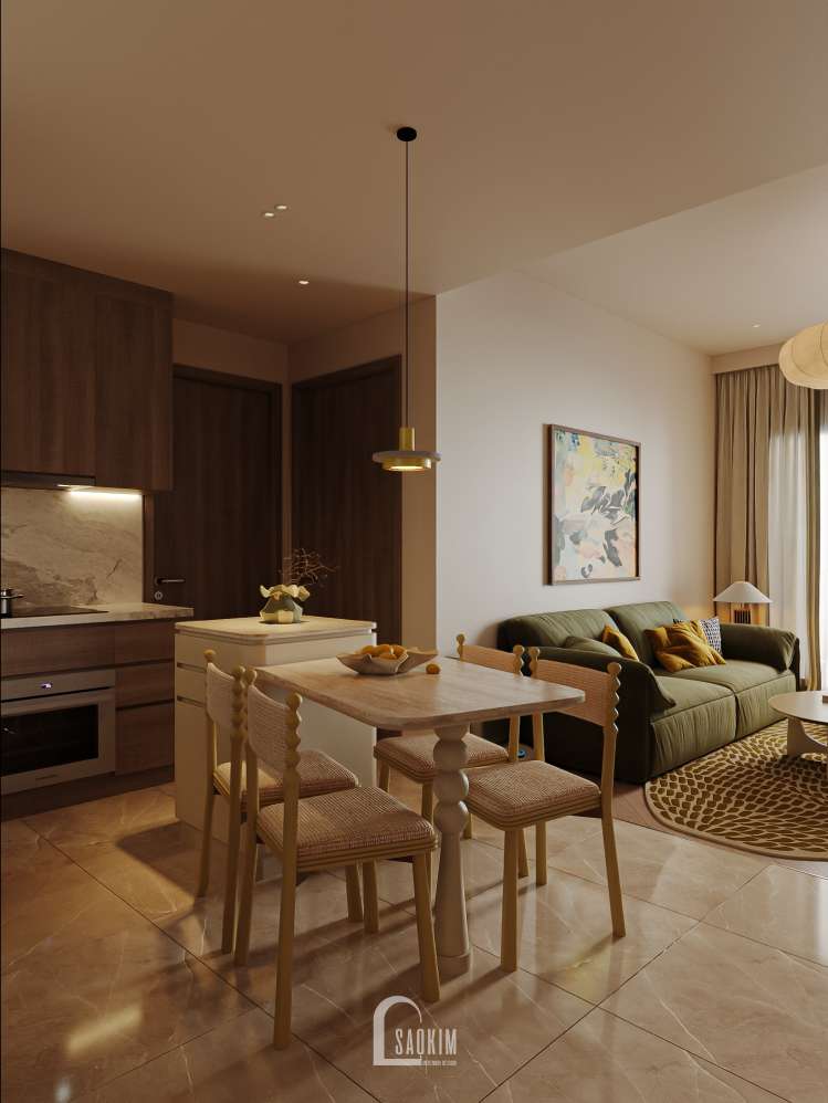 Thiết kế nội thất Modern Retro tạo nên không gian bếp ấm cúng và đầy cá tính tại Lumière Evergreen